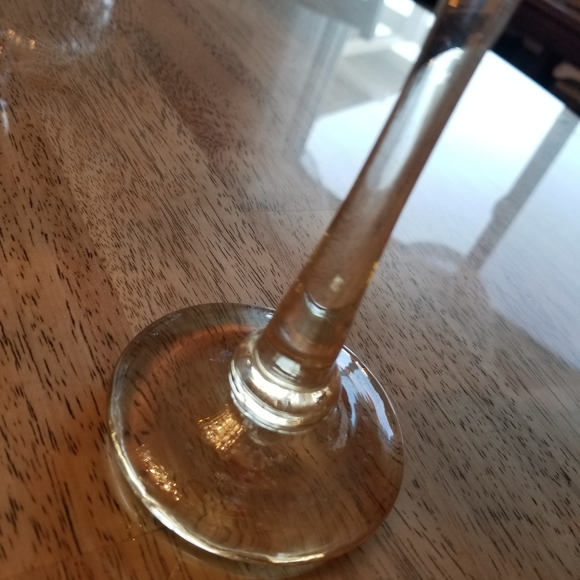 Vintage Slater Studio Art Glass Tall Orange Iridescent Wine Goblet - Picture 4 of 14